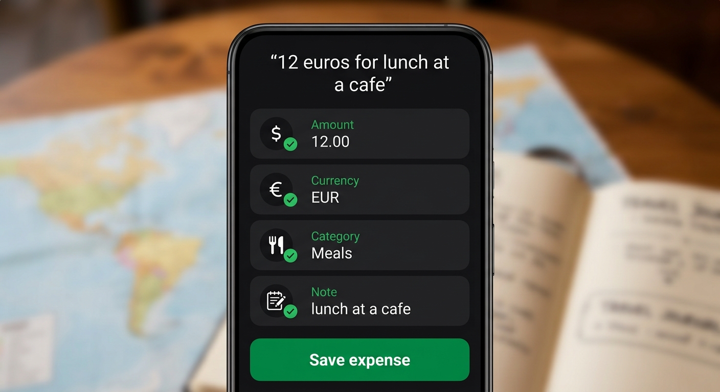 Expense fields filled in automatically from the voice note